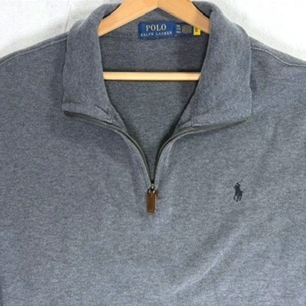 Polo Ralph Lauren XXL Estate Rib Quarter Zip Pullover Gray Cotton Knit Sweater